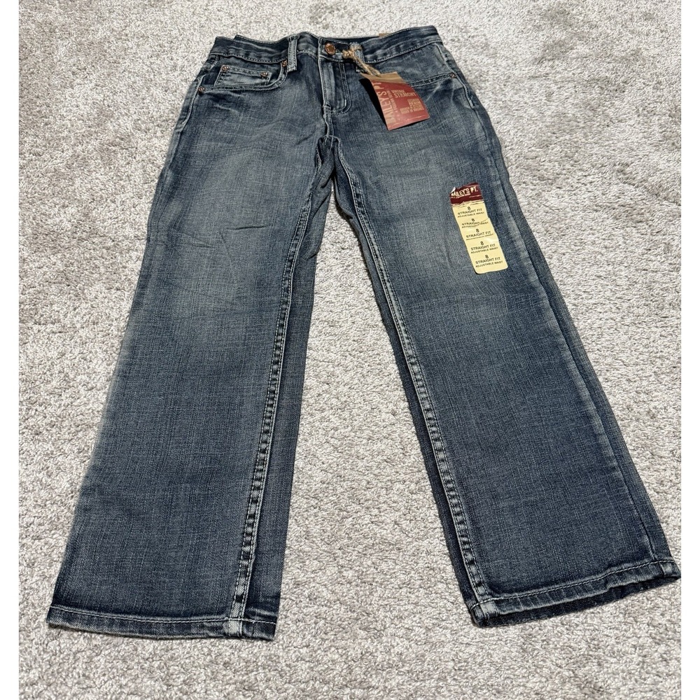 NWT Bailey's Denim Straight Jeans Boys Size 8 Blue Adjustable Waist